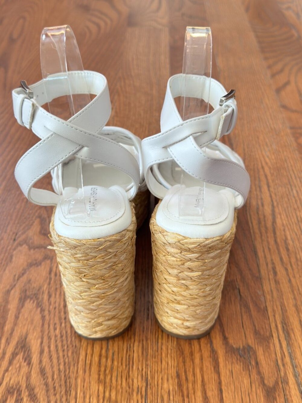 Marc Fisher Espadrille Wedge Sandals Ivory Woven Ankle Strap Size 8.5M - Picture 10 of 13